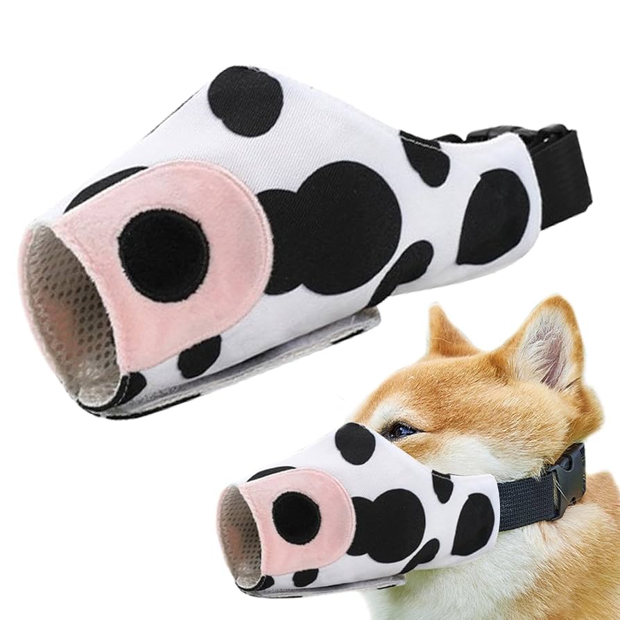 Amazon | 大型犬用犬用口輪、牛柄のかわいいキャンバス犬用口輪